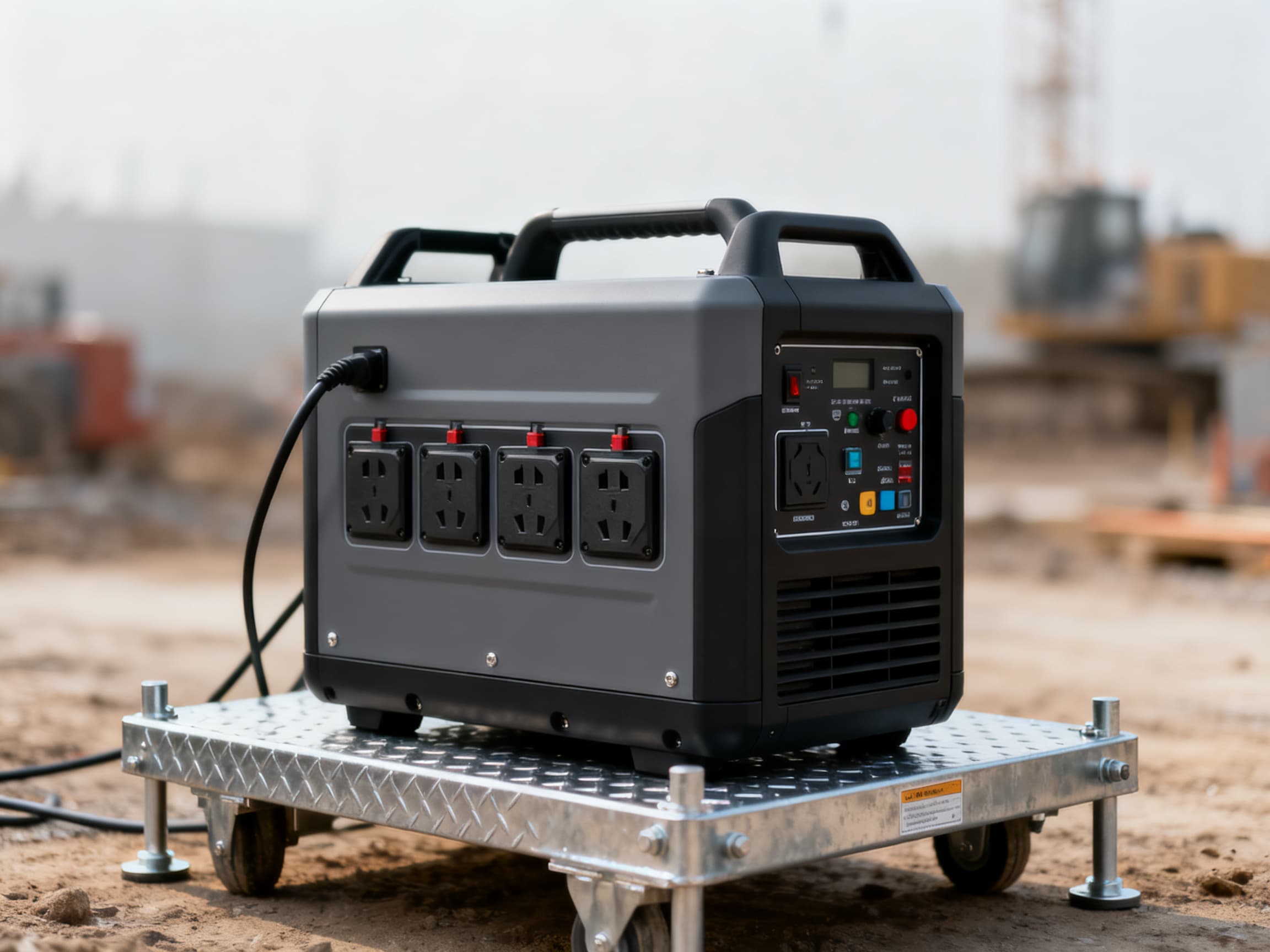 Portable industrial battery power unit on skid